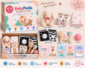 0-3 Ay Yenidoğan Bebek Gelişim & Aktivite Kutusu – BabyPedia Eğitici Montessori Seti (Kontrast Kartlar, Uyku Arkadaşı, Duyu Topu)
