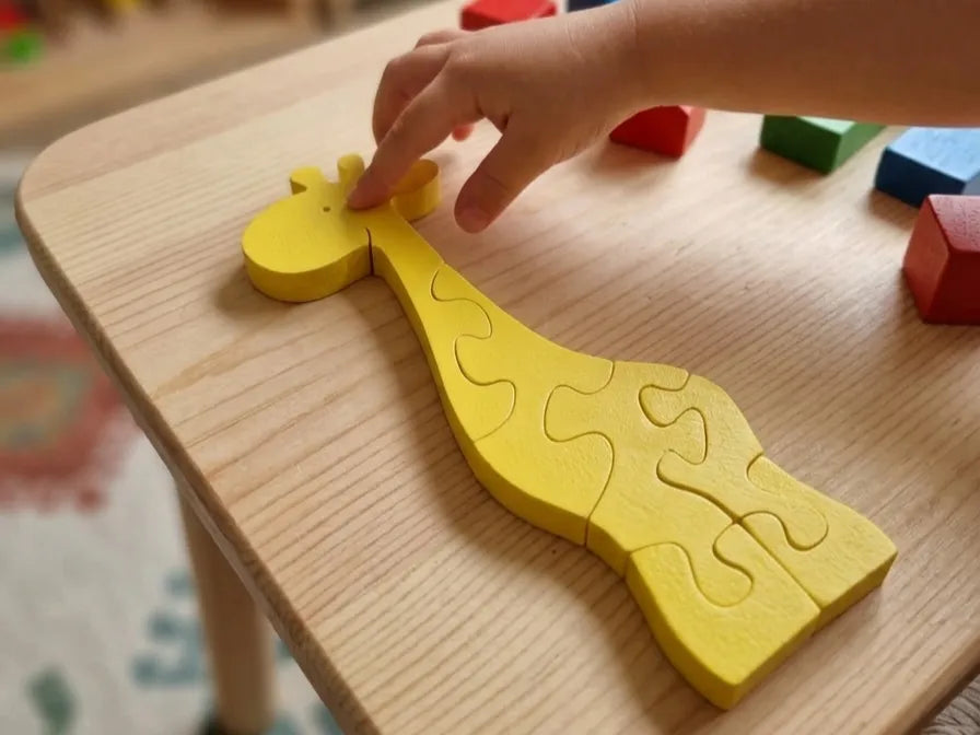 fiyatgüncelle-Montessori Zürafa Şekil Birleştirme Puzzle Oyuncak Seti