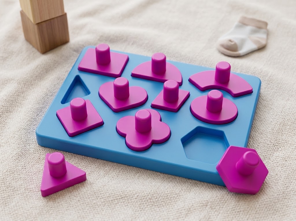 Montessori Tutma Saplı Geometrik Şekil Eşleştirme Bul-Tak Oyunu